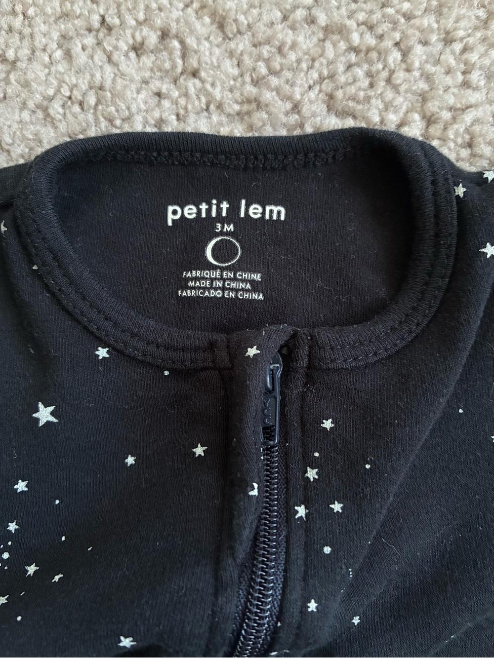 Petit Lem 3-Pack Footed One-Pieces in Black, Light Blue, and Light Gray - Picture 2 of 16